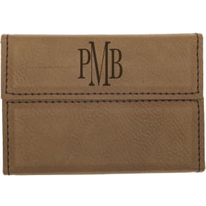 Dark Brown Leatherette Hard Business Card Case with Magnetic Closure