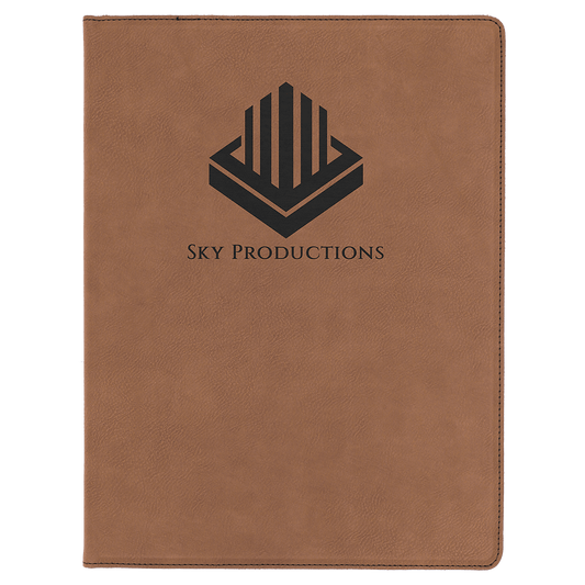 Dark Brown 9 1/2" x 12" Laserable Leatherette Portfolio with Notepad