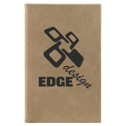 Light Brown 5 1/4" x 8 1/4" Laserable Leatherette Sketch Book with Unlined Notepad