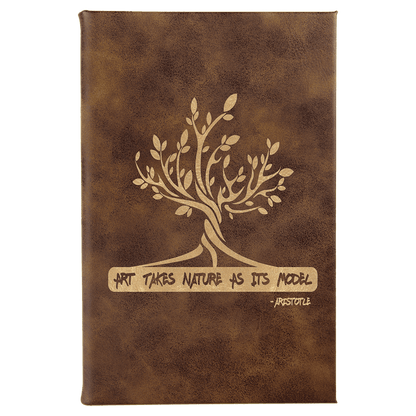 Rustic/Gold 5 1/4" x 8 1/4" Laserable Leatherette Sketch Book with Unlined Notepad