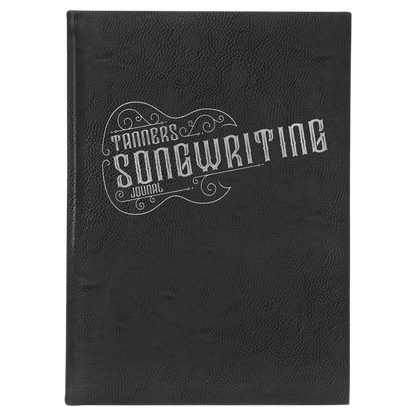 Black/Silver 7" x 9 3/4" Laserable Leatherette Journal with Lined Notepad