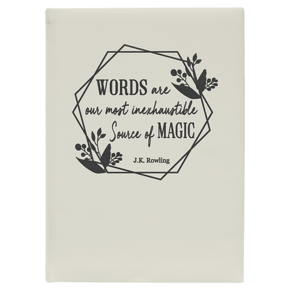 White/Black 7" x 9 3/4" Laserable Leatherette Journal with Lined Notepad