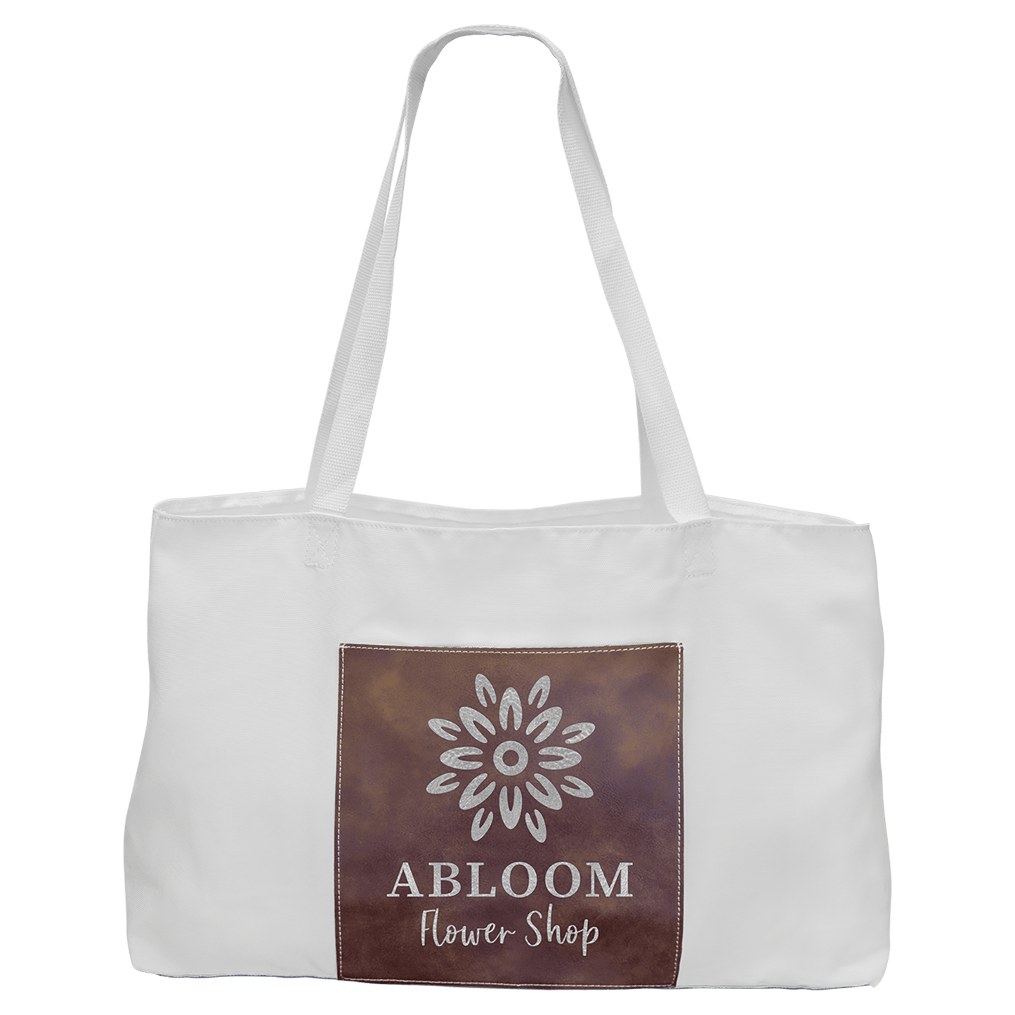 White Bag with 5" Rustic/Silver 19" x 12" Laserable Leatherette Gusset