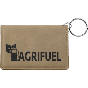 Light Brown Leatherette ID Holder Keychain