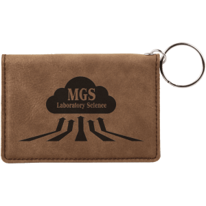 Dark Brown Leatherette ID Holder Keychain