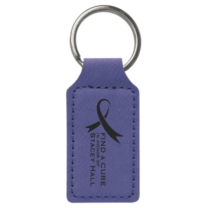 Purple 2 3/4" x 1 1/4" Laserable Leatherette Rectangle Keychain