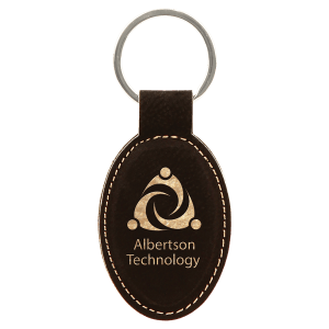 Black/Gold Leatherette Oval Keychain