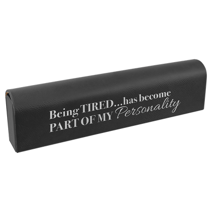 Black/Silver 9 3/4" x 2 1/2" Laserable Leatherette Pill Box