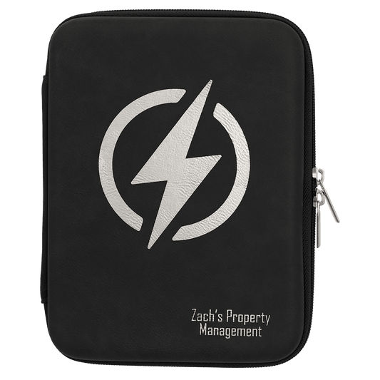 Black/Silver 8 1/2" x 6" x 1 3/4" Leatherette Cord Case