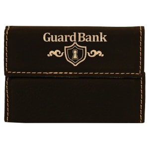 Black/Gold Leatherette Hard Business Card Case with Magnetic Closure