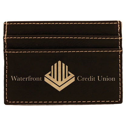 Black/Gold 4" x 2 3/4" Laserable Leatherette Wallet Clip