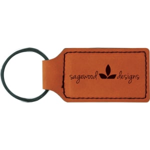 Rawhide Leatherette Rectangle Keychain