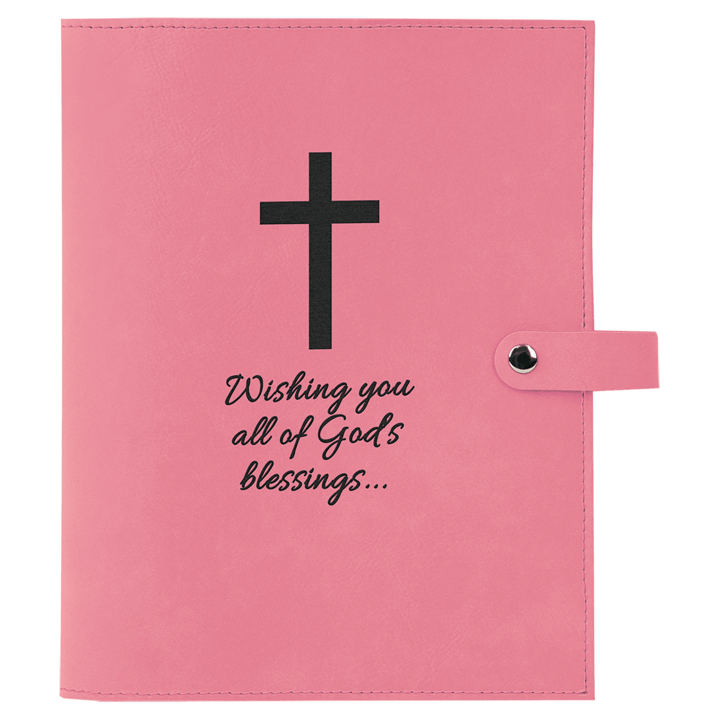 Pink 6 1/2" x 8 3/4" Leatherette Book/Bible Cover with Snap Closure