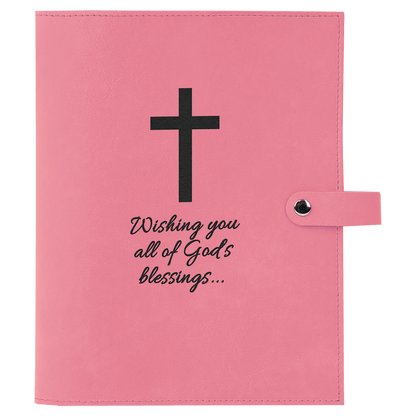 Pink 6 1/2" x 8 3/4" Leatherette Book/Bible Cover with Snap Closure