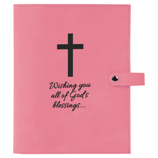 Pink 6 1/2" x 8 3/4" Leatherette Book/Bible Cover with Snap Closure