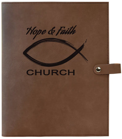 Dark Brown 8 3/4" x 11" Leatherette Book/Bible Cover with Snap Closure