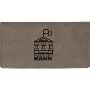 Gray Leatherette Checkbook Cover