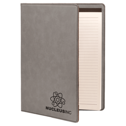 Gray 9 1/2" x 12" Laserable Leatherette Portfolio with Notepad