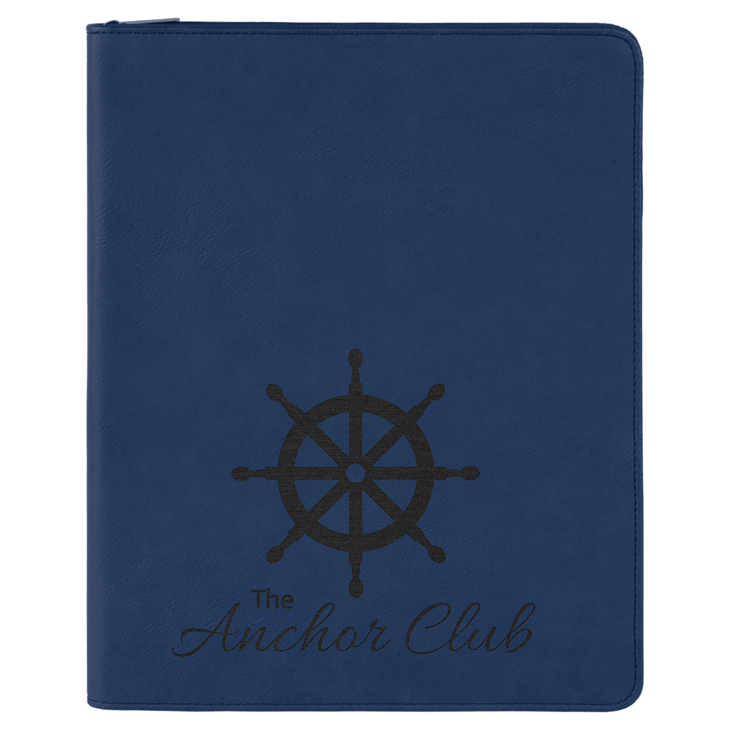 Blue/Black 9 1/2" x 12" w/ Zipper Laserable Leatherette Portfolio with Notepad