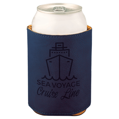 Blue Black 3 3/4" Laserable Leatherette Beverage Holder