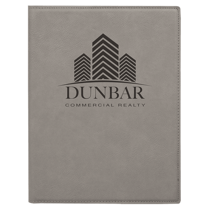 Gray 7" x 9" Laserable Leatherette Small Portfolio with Notepad