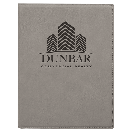 Gray 7" x 9" Laserable Leatherette Small Portfolio with Notepad