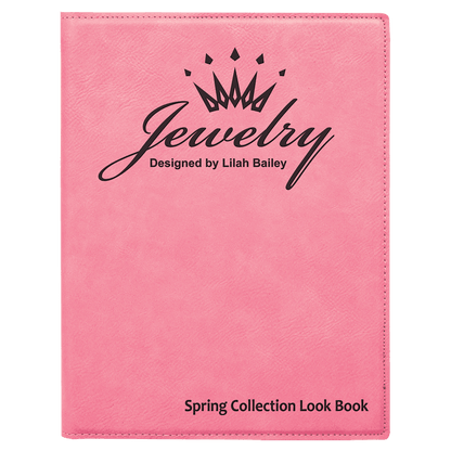 Pink 7" x 9" Laserable Leatherette Small Portfolio with Notepad