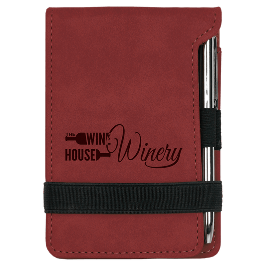 3 1/4" x 4 3/4" Rose Laserable Leatherette Mini Notepad with Pen