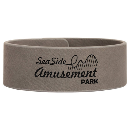 Gray 9 1/2" x 1" Laserable Leatherette Cuff Bracelet