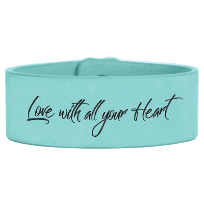 Teal 9 1/2" x 1" Laserable Leatherette Cuff Bracelet
