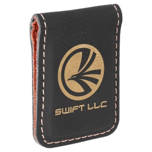 Black/Gold Leatherette Money Clip