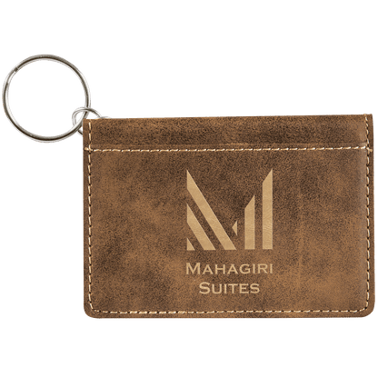 Rustic/Gold 4 1/4" x 3" Laserable Leatherette Keychain ID Holder