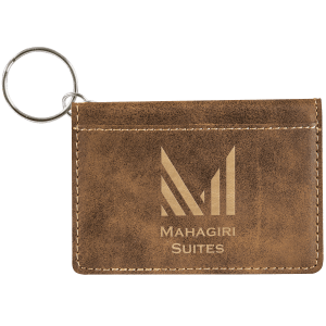Rustic/Gold Leatherette ID Holder Keychain