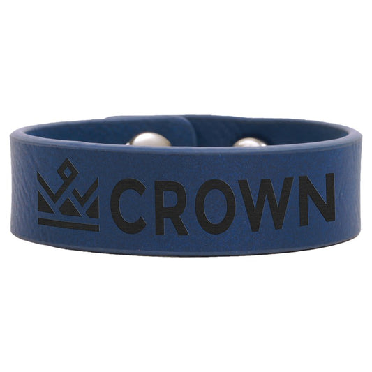 Blue/Black 8 1/2" x 3/4" Laserable Leatherette Youth Cuff Bracelet