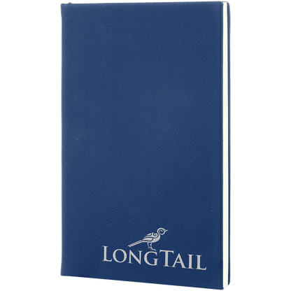 Blue/Silver 5 1/4" x 8 1/4" Laserable Leatherette Journal with Lined Notepad