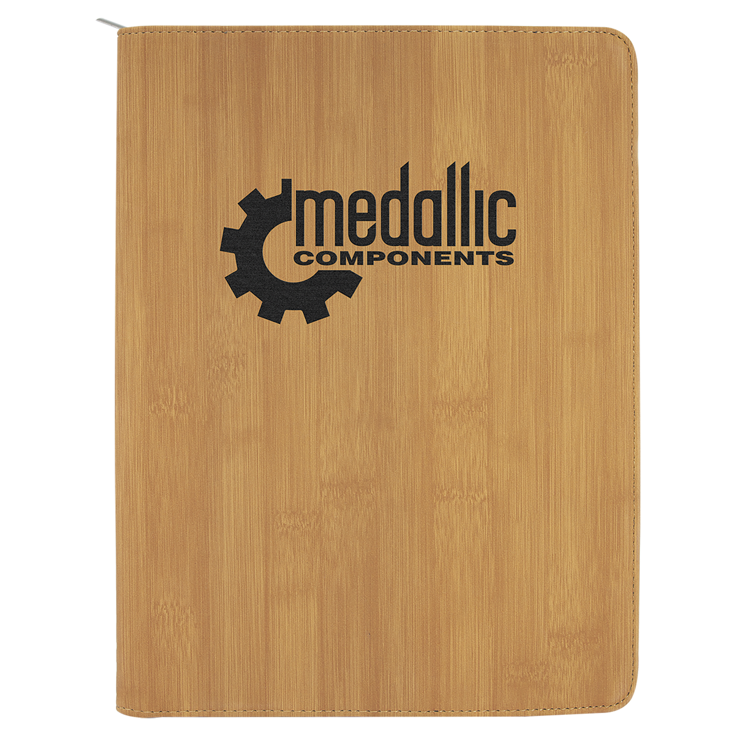 Bamboo 9 1/2" x 12" w/ Zipper Laserable Leatherette Portfolio with Notepad
