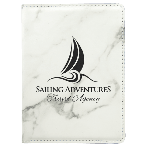 White Marble Leatherette Passport Holder