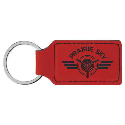 Red 2 3/4" x 1 1/4" Laserable Leatherette Rectangle Keychain