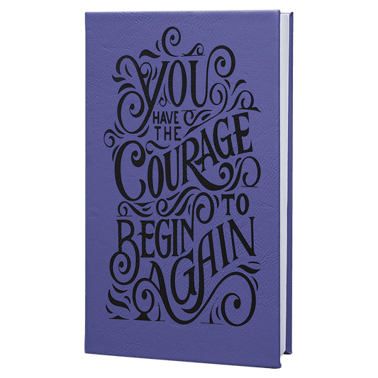 Purple/Black 5 1/4" x 8 1/4" Laserable Leatherette Journal with Lined Notepad
