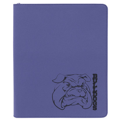 Purple 9 1/2" x 12" w/ Zipper Laserable Leatherette Portfolio with Notepad