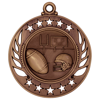 Antique Bronze 2 1/4" Football Galaxy Medal