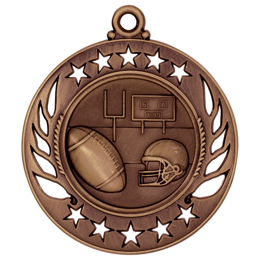 Antique Bronze 2 1/4" Football Galaxy Medal