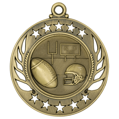 Antique Gold 2 1/4" Football Galaxy Medal