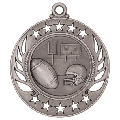 Antique Silver 2 1/4" Football Galaxy Medal