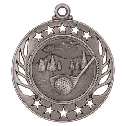 Antique Silver 2 1/4" Golf Galaxy Medal