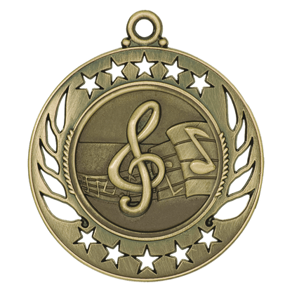 Antique Gold 2 1/4" Music Galaxy Medal