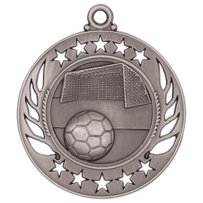 Antique Silver 2 1/4" Soccer Galaxy Medal