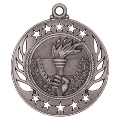 Antique Silver 2 1/4" Torch Galaxy Medal