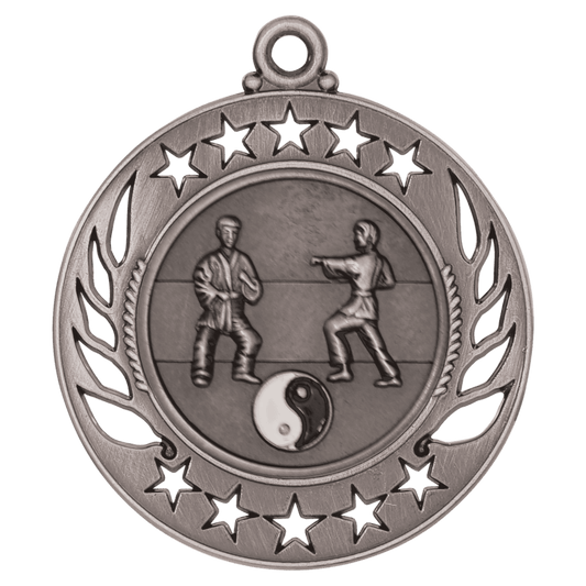 Antique Silver 2 1/4" Martial Arts Galaxy Medal