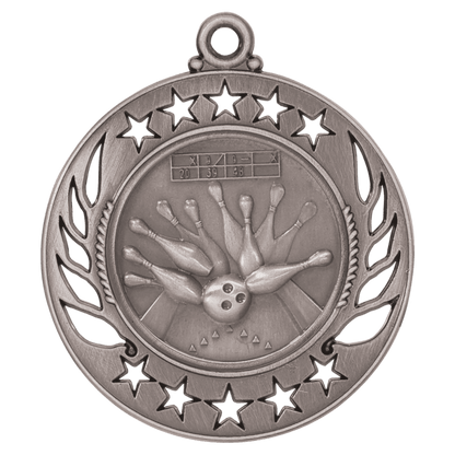 Antique Silver 2 1/4" Bowling Galaxy Medal